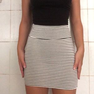 Black and white striped pencil skirt